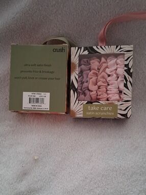 Take Care Satin Scrunchies - Pink Set